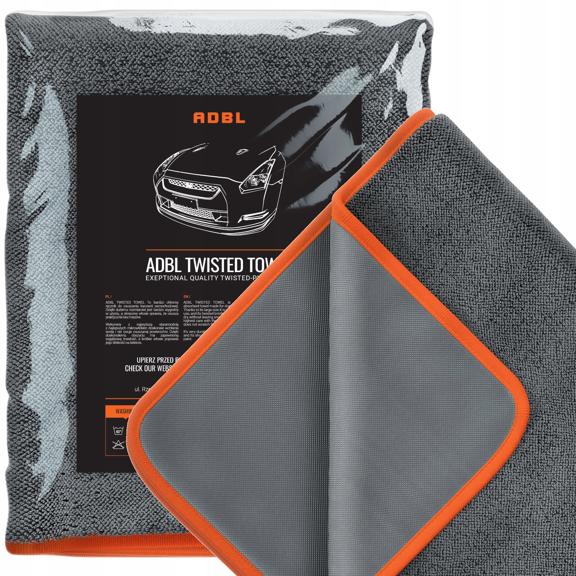 Adbl Twisted Towel Bardzo Chłonny Ręcznik do Osuszania Lakieru Auta 70x90cm