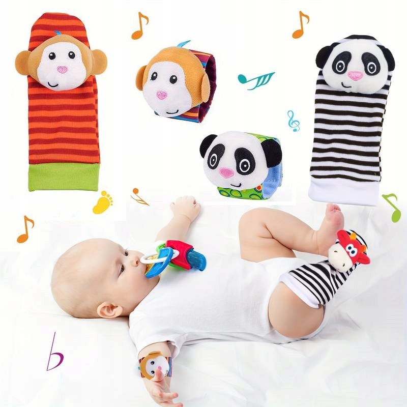 SKARPETKI 3D + OPASKI NA RĄCZKI GRZECHOTKI 4SZTUKI