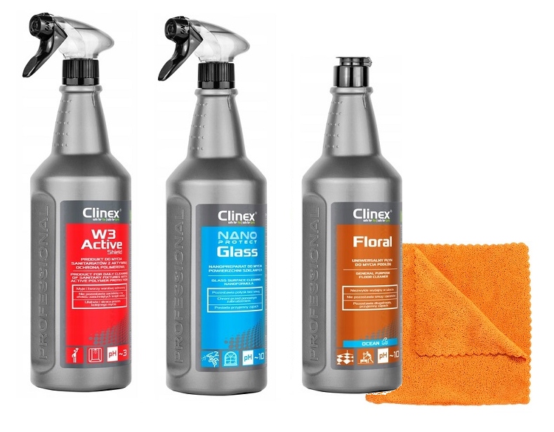 

Zestaw Clinex Floral W3 Forte Nanoglas mikrofibra