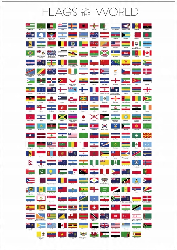 

Plakat flagi świata, minimalistyczny plakat
