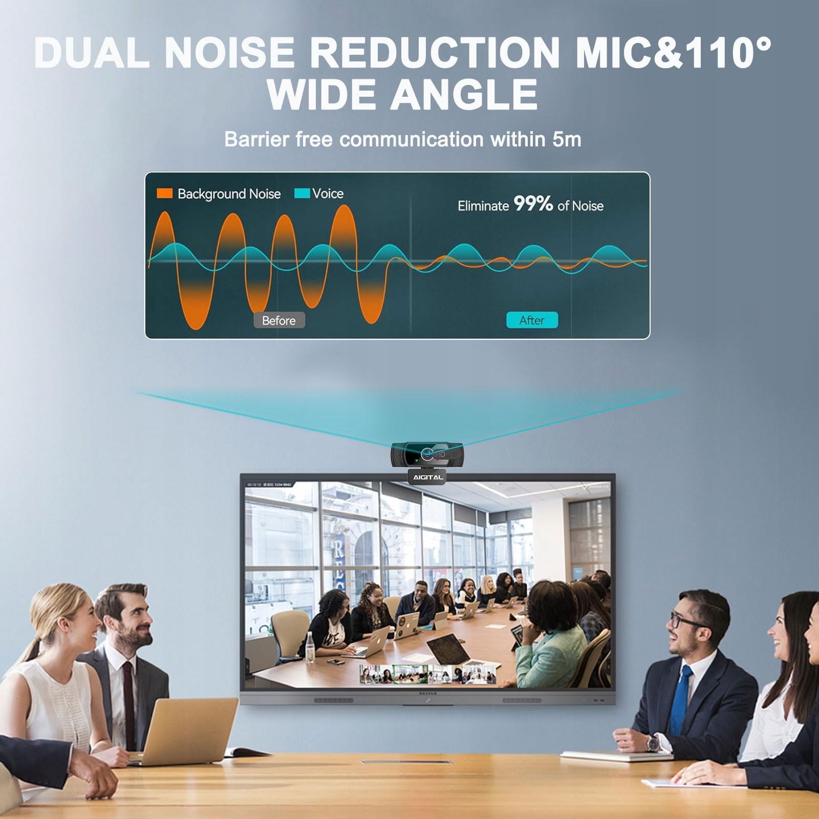 aigolink Kamera 1080P Mikrofon Osłona Stojak Laptop PC Streaming — miniatura 5