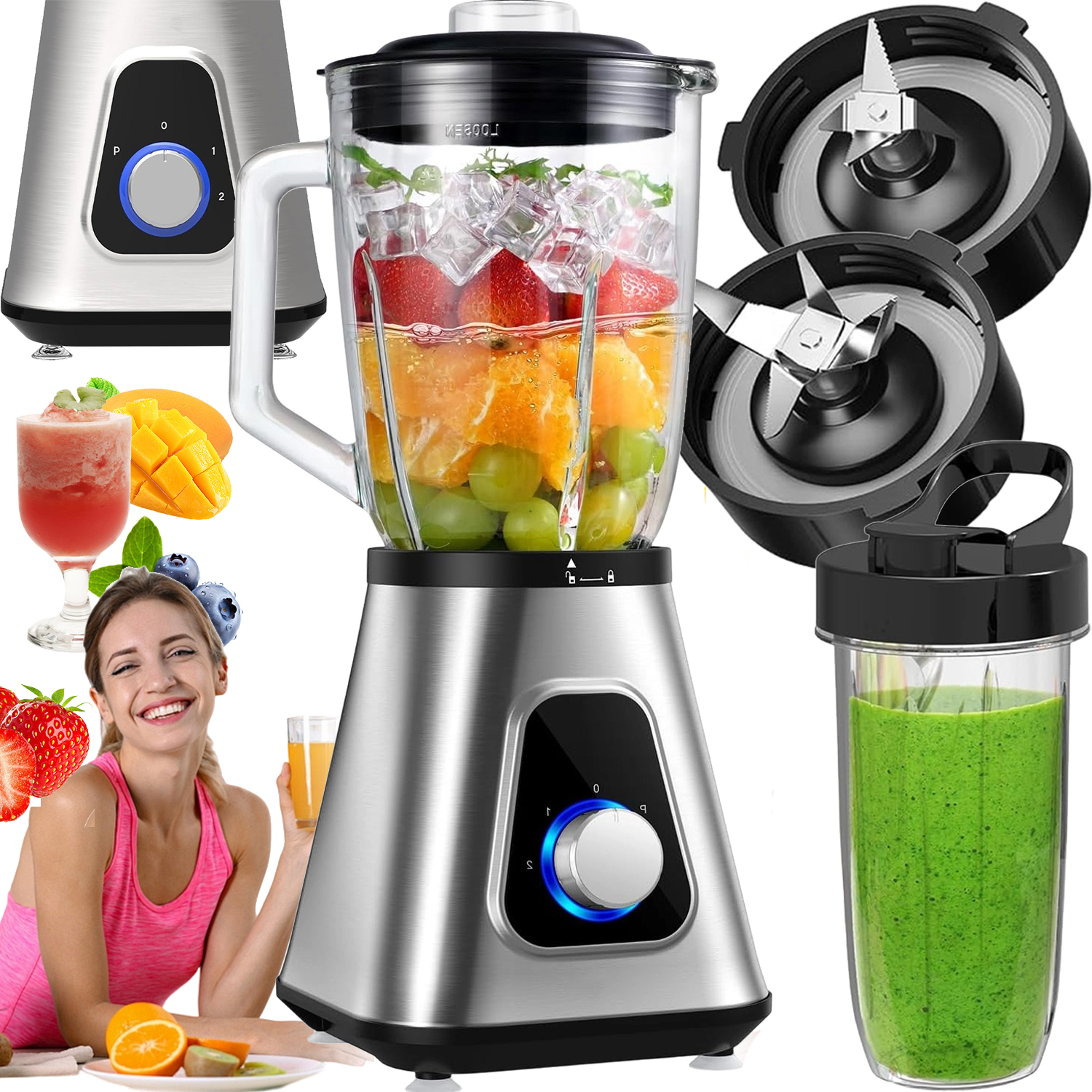 Stolní Mixér Rozdrtí Led Velkou Nádobou – Hrnek 1,5 L, 600 ML, Dobrota!