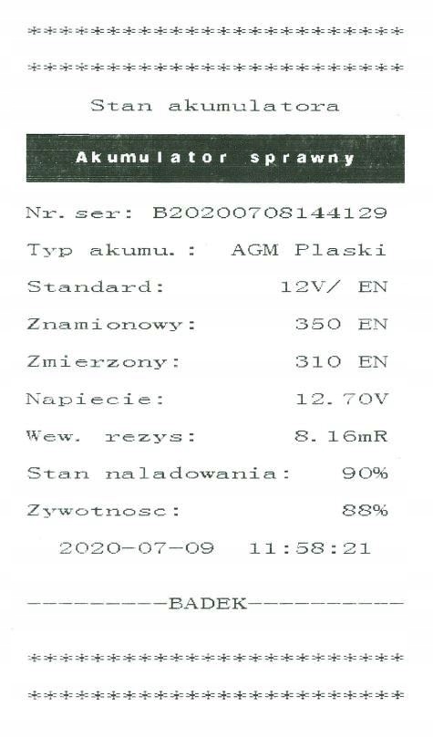 Тестер батареи идеал БДТ7000 с принтером 12/24