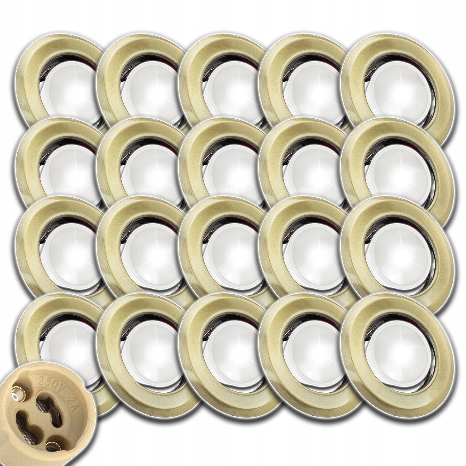 20x Stropní Svítidlo Očko Halogen S Žárovkou 1,5W Neutrální Hotový Set