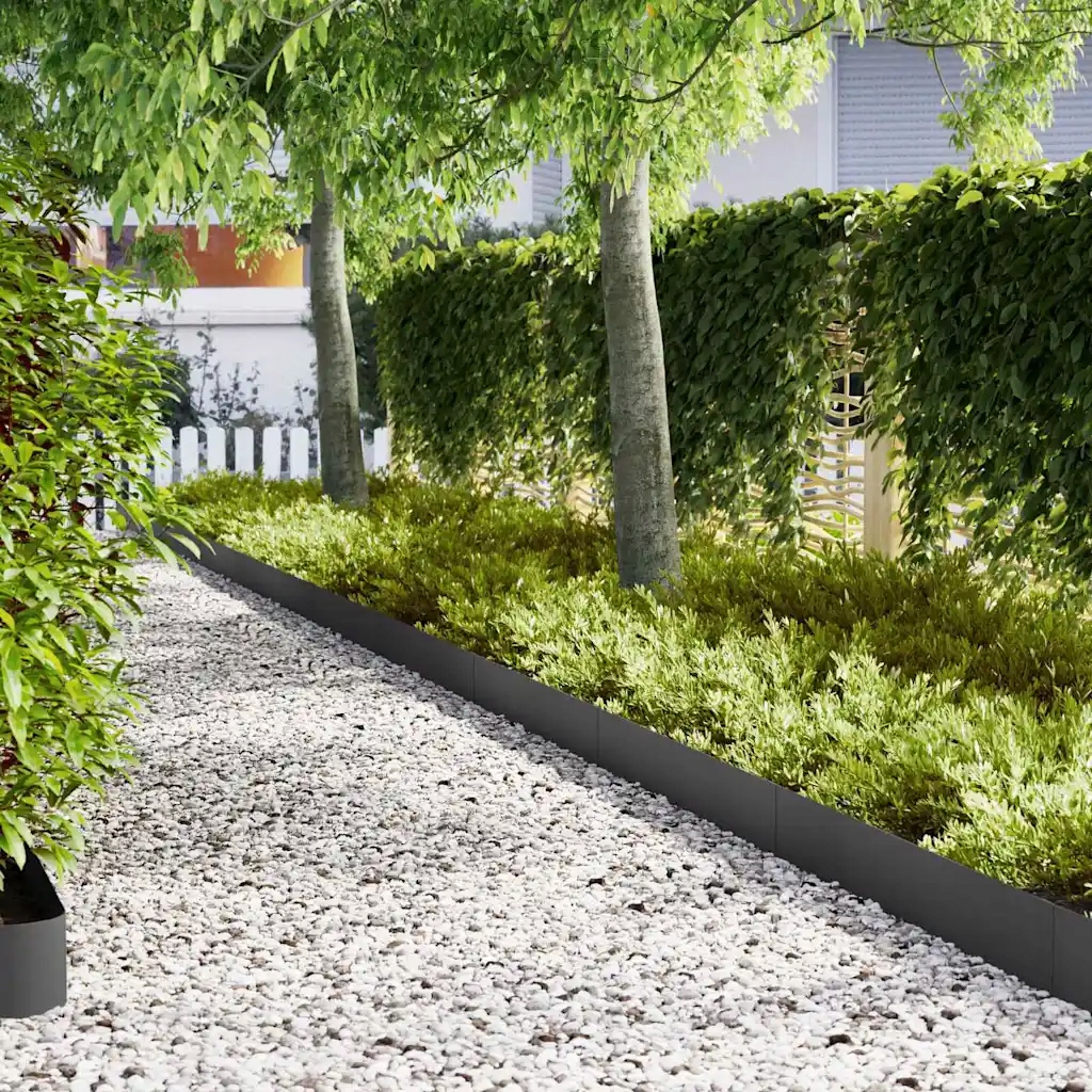 vidaXL Okraj trávníku 10 pcs Černá 100 x 0,05 x 20 cm