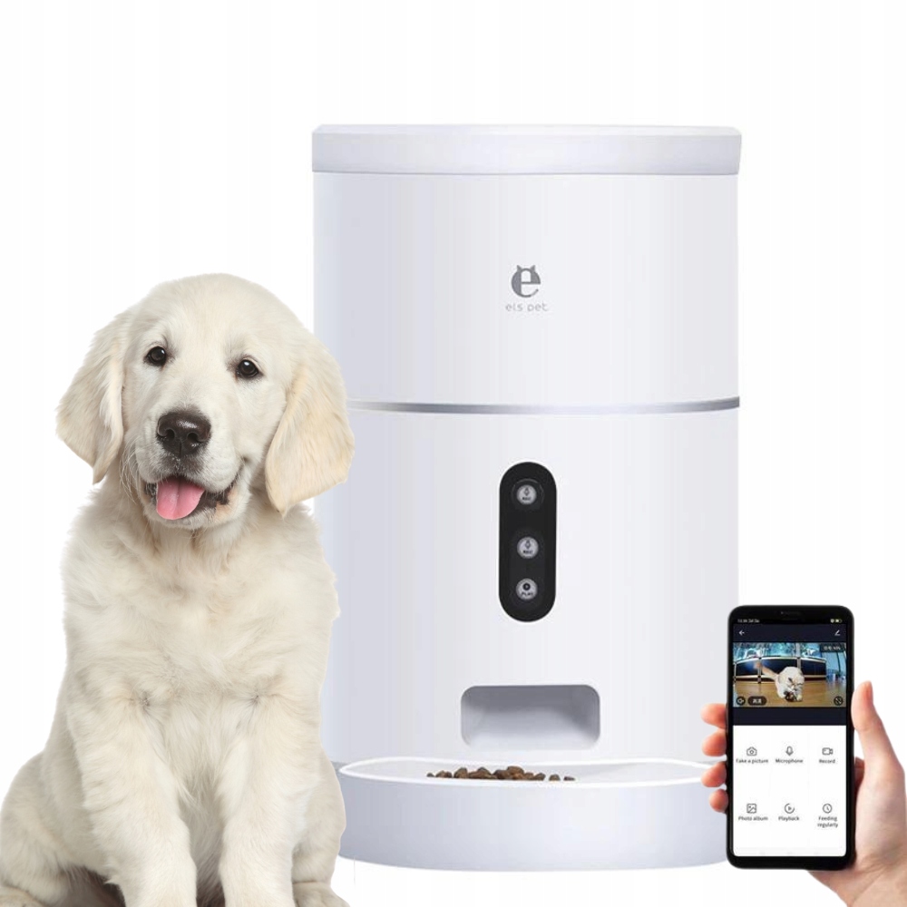 Levně Dávkovač Automatický Podavač krmiva pro psa kočku aplikace Els Pet 4 l