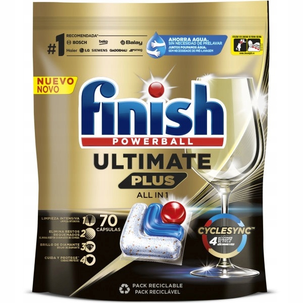 Levně Finish Ultimate Plus kapsle/do myčky nádobí 70+Finish 250 ml čistič 4 ml vůně