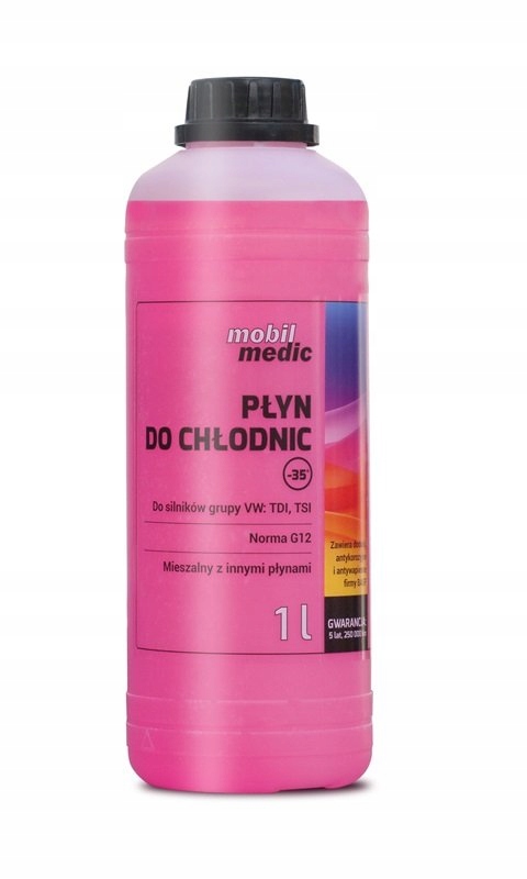 Płyn Chłodniczy Czerwony Rózowy G12 -35°C Mobil Medic 1L