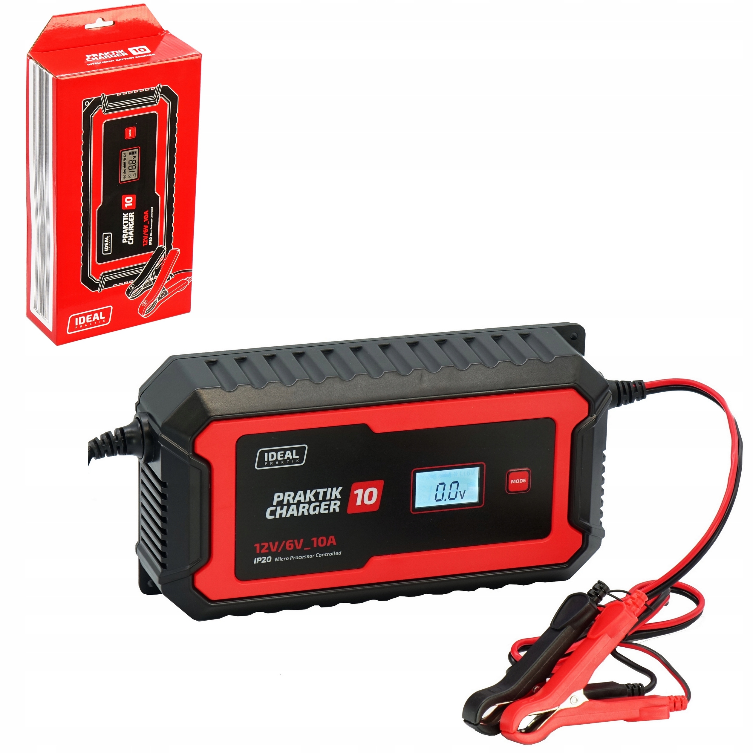 Usmerňovač Ideal Praktik Charger 10 LCD 6/12V Automatický Pb Gel Wet Mf