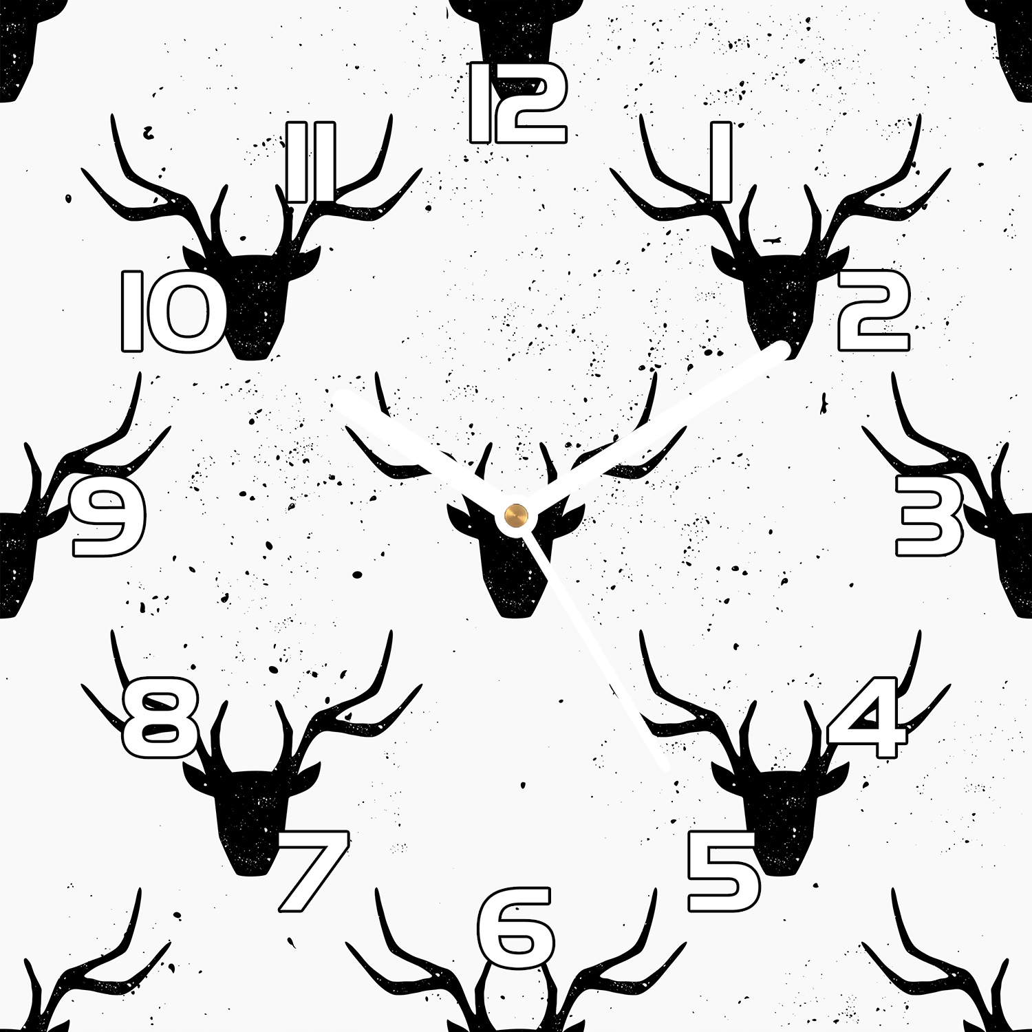 

Cichy zegar na szkle Czarne jelenie wzór 30x30 cm