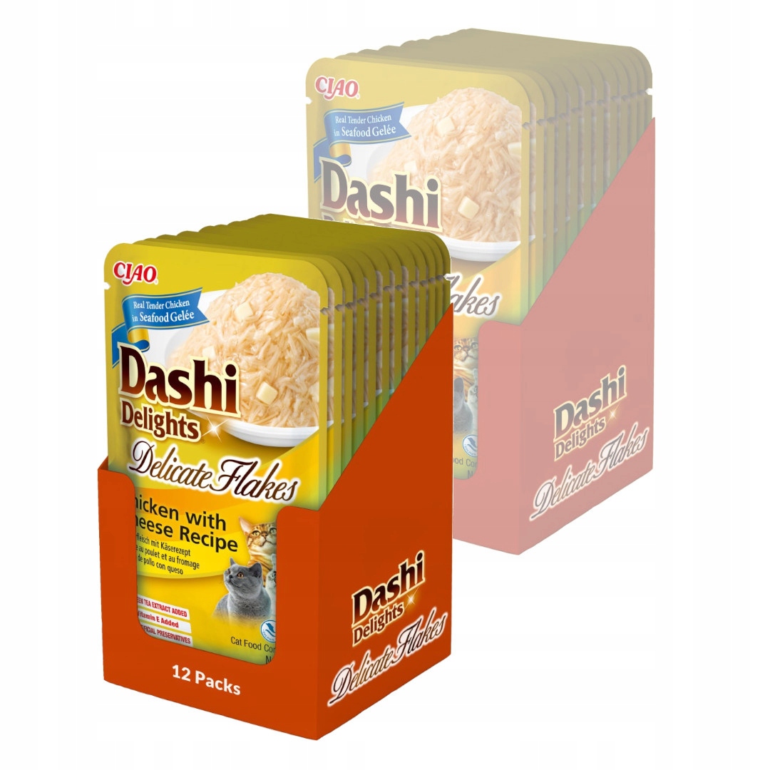 Levně Inaba Cat Dashi Delights vločky 24x40g Doplňkové Krmivo Kuřecí sýr