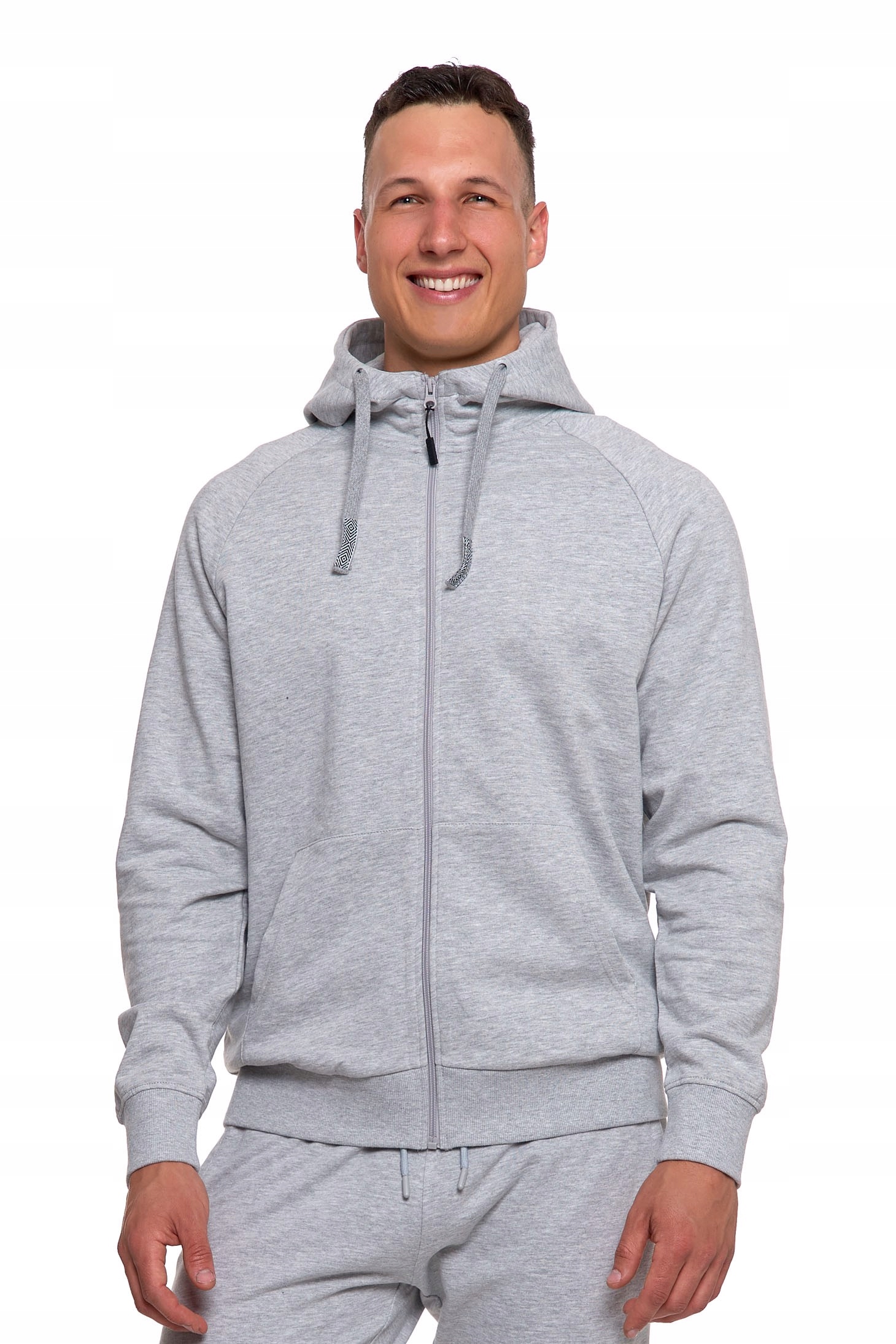 Pánská Mikina Světle Šedá Rozepínací S Kapucí Pohodlná Moraj XL