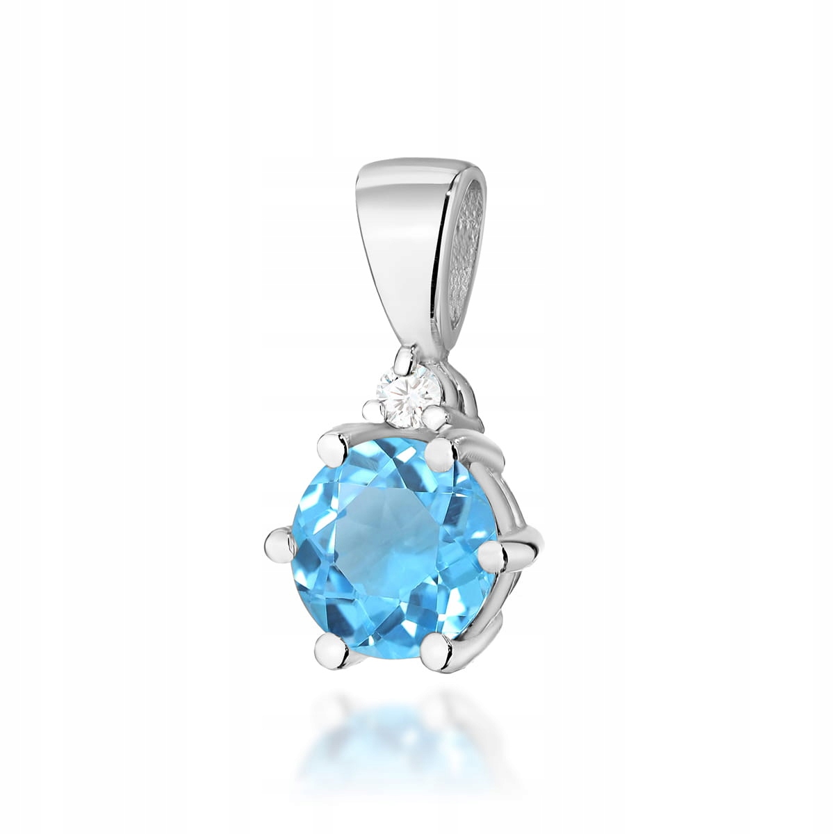 Zlatý přívěsek 585 kulatý topaz swiss s diamantem 0.4g dárek