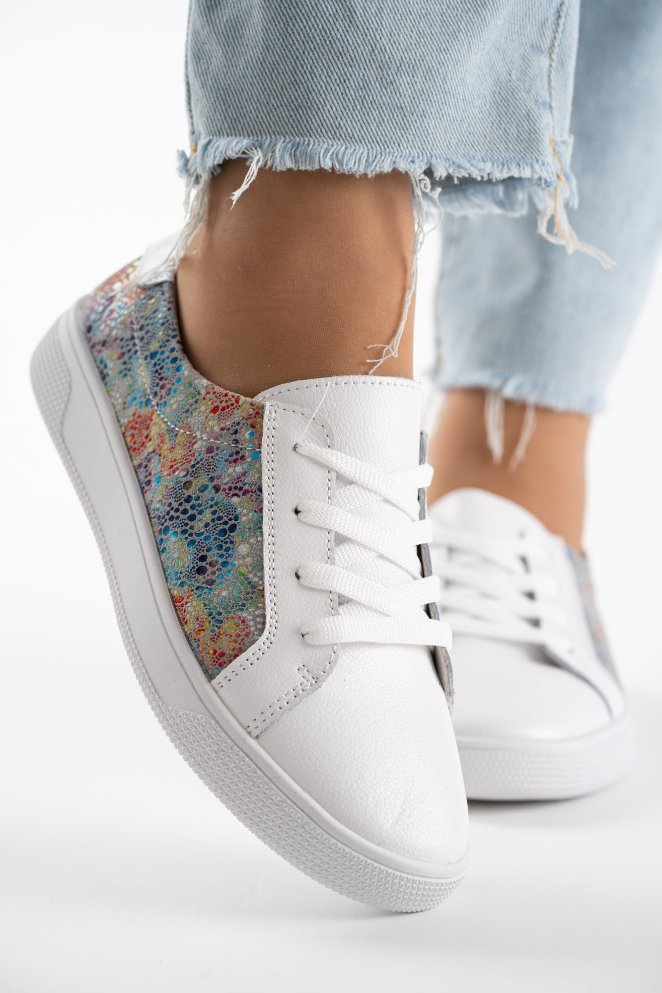 Kolorowe Trampki Damskie ze Skóry Naturalnej 37