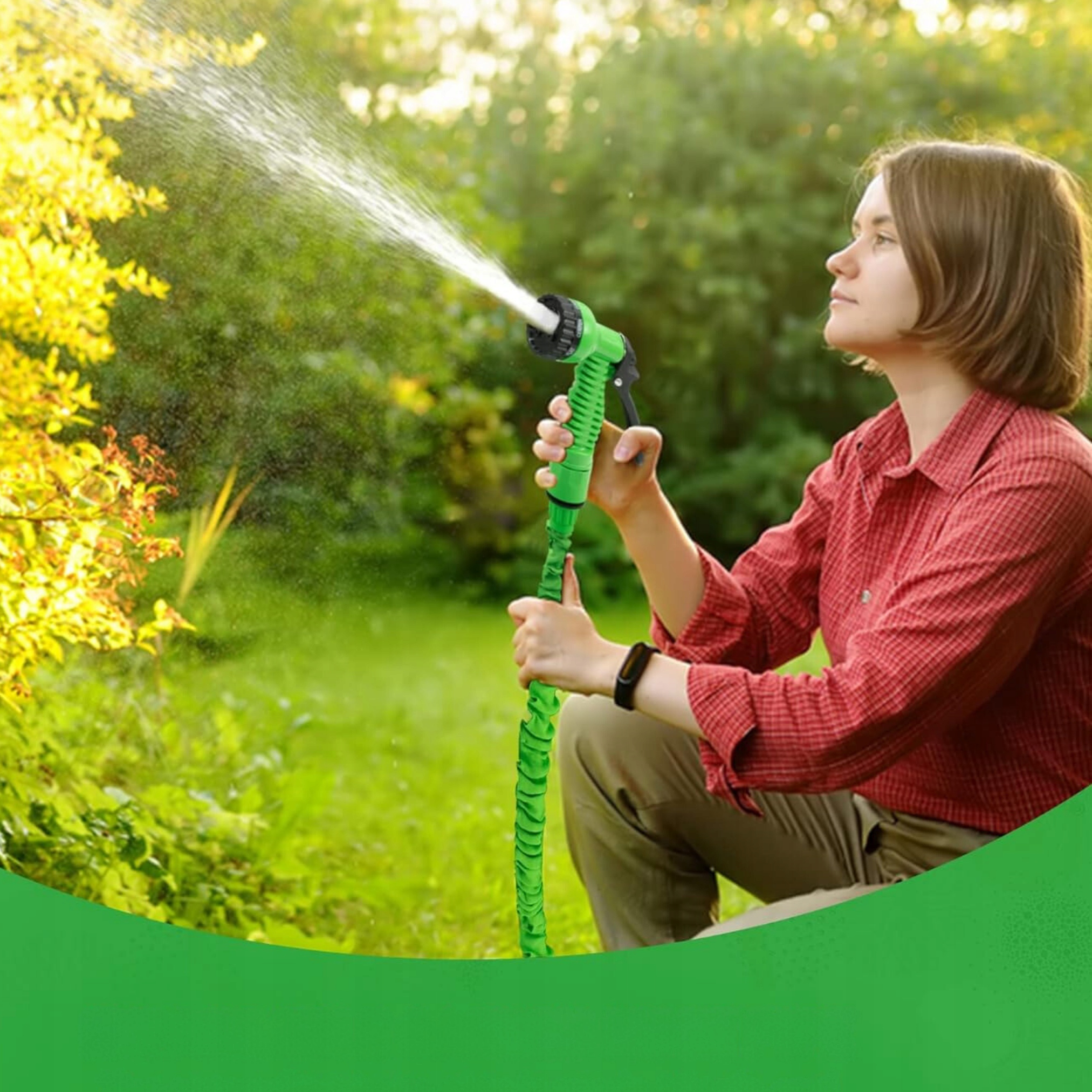 WĄŻ OGRODOWY ELASTYCZNY ROZCIĄGLIWY 20-60M + ZŁĄCZKI + PISTOLET 7 TRYBÓW Długość 60 m