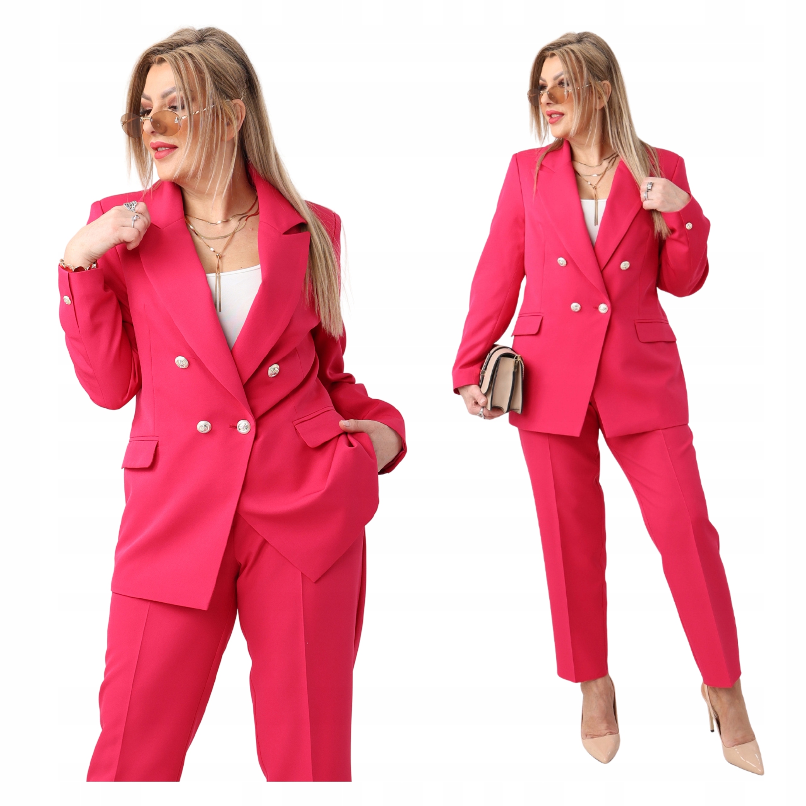 Komplet garniturowy damski Polski Producent duże rozmiary marynarka spodnie