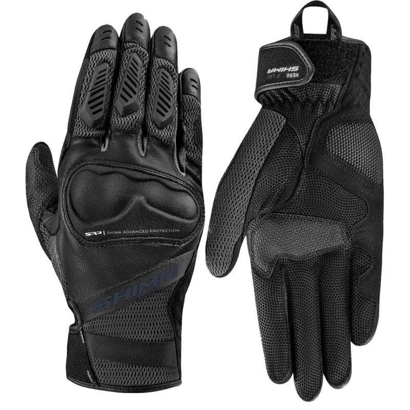 Rękawice motocyklowe krótkie damskie Shima Hero Lady Black czarny Gratisy
