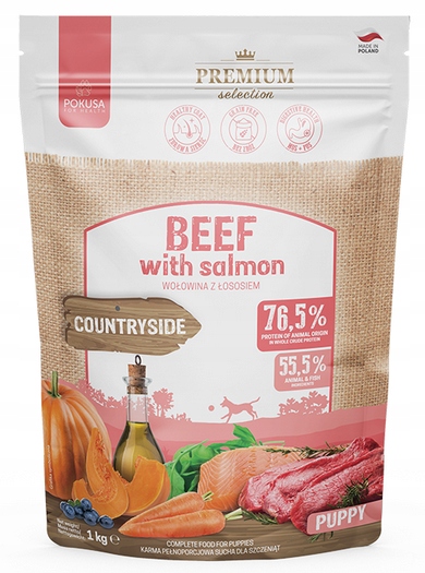 Levně Pokusa Prémiové hypoalergenní krmivo pro štěňata s hovězím a lososem 3 kg