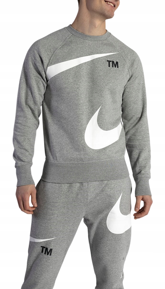 Nike Mikina Crewneck Multilogo Tm Bavlna Šedá Sportovní