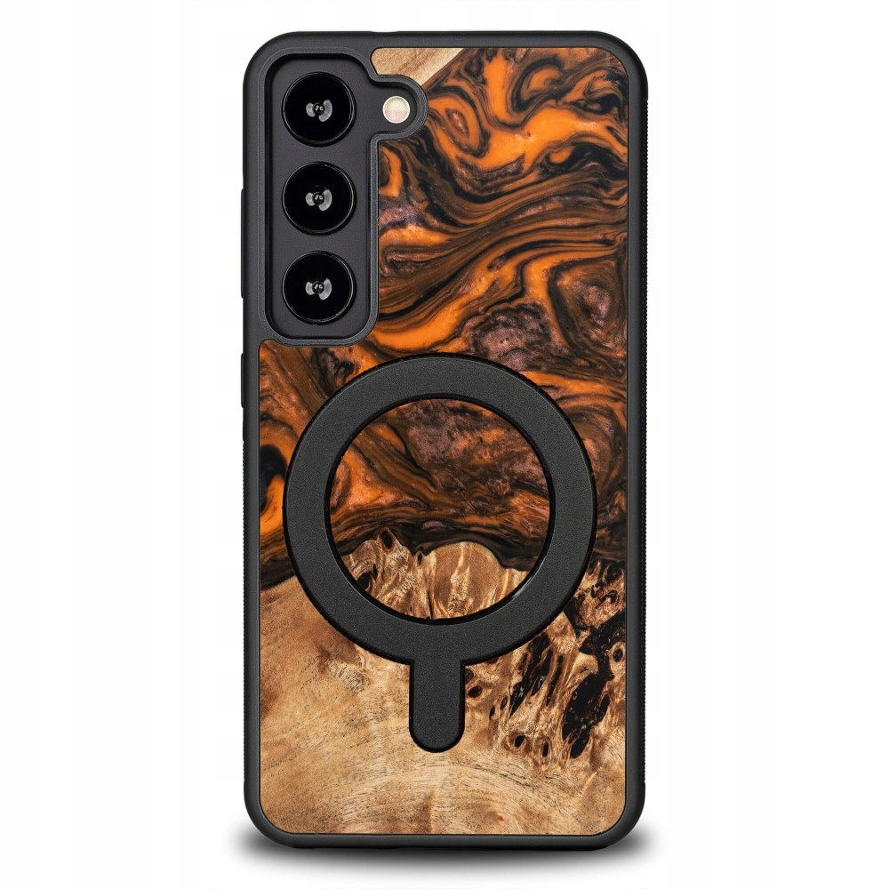 Pouzdro Bewood Unikátní pro Samsung Galaxy S23 oranžové s MagSafe