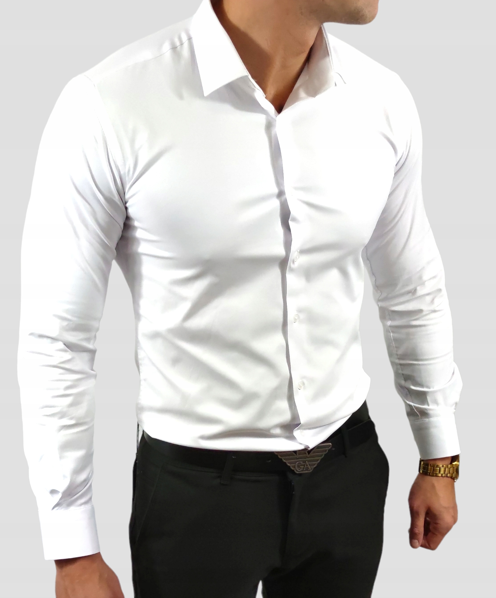 Klasická slim fit košile bílá ESP06 standard, 3XL