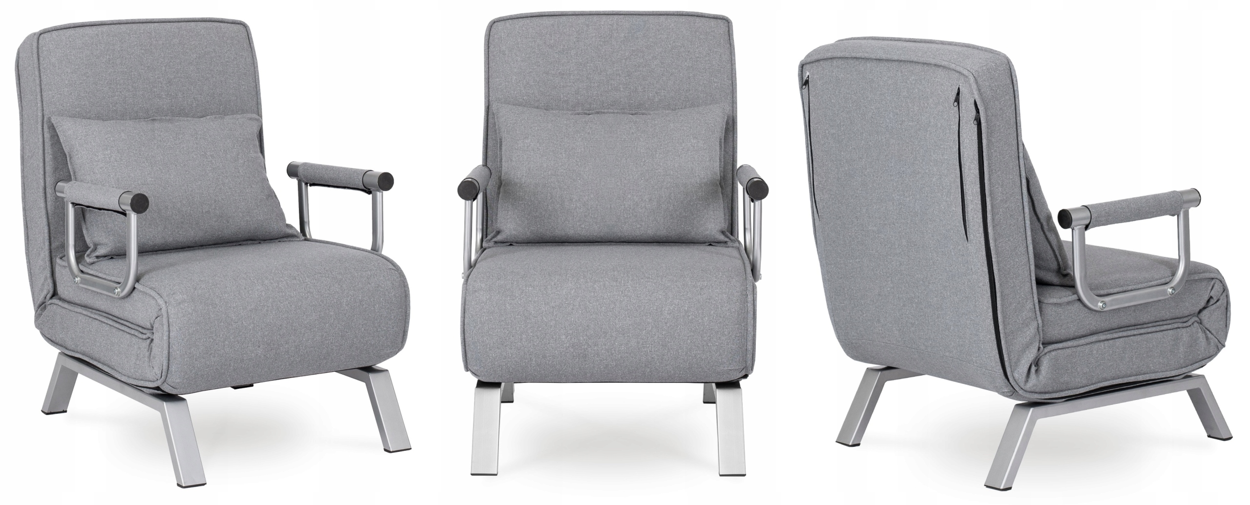 Fotel Wypoczynkowy Rozkładany Tapicerowany Do Spania Salonu Szary BART Kolor obicia odcienie szarości