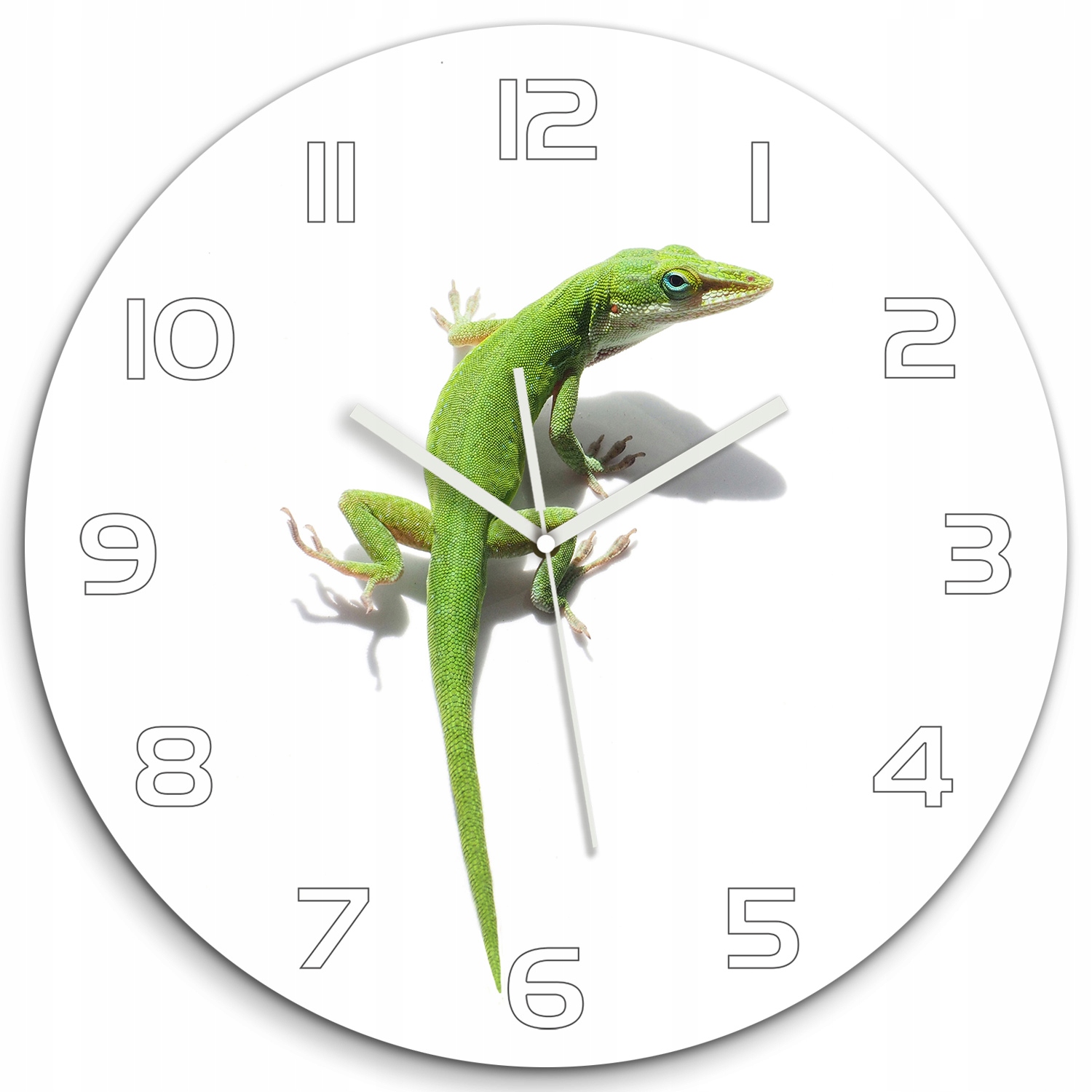 

Wiszący szklany zegar Zielona jaszczurka fi 60 cm