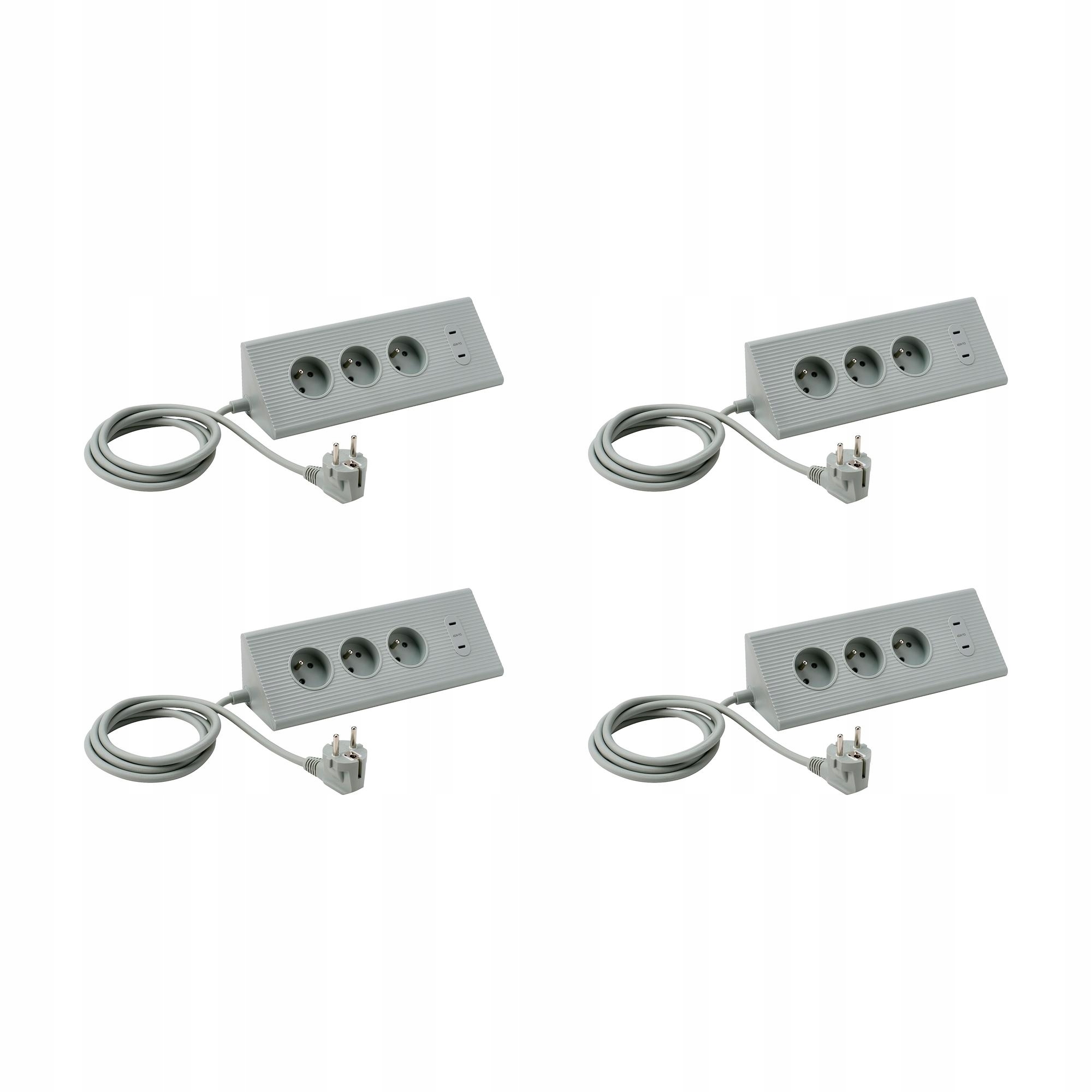 4 szt. Przedłużacz zielony 1.8 m 3680 W z Usb-c Skotat