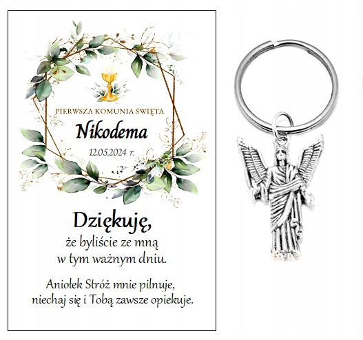 Podziękowania dla gości breloczek ANIOŁEK NR 9 KOMUNIA PAMIĄTKA PODARUNEK