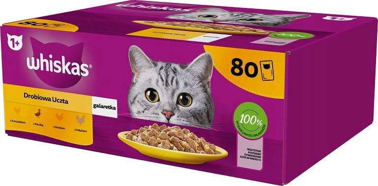 Whiskas Drobiowa Uczta Karma W Galaretce Dla Kota 80x85g