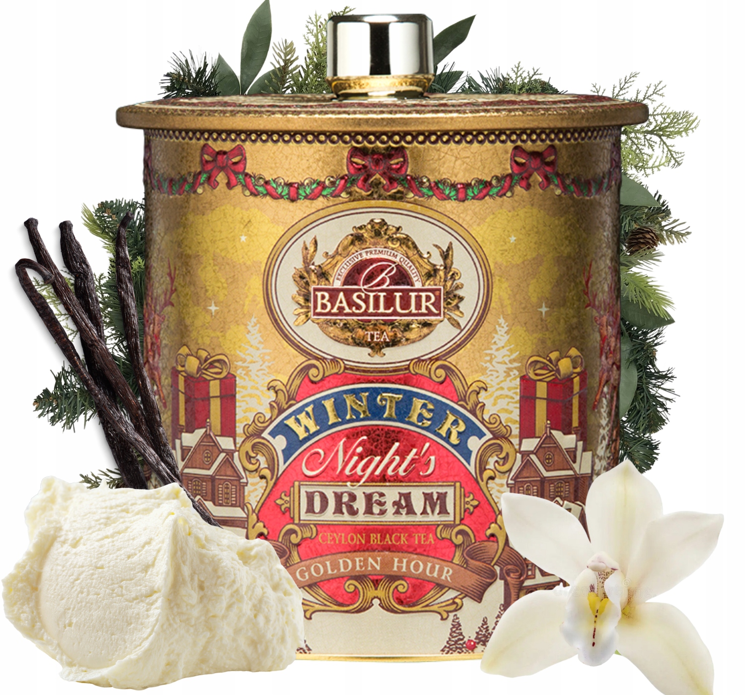 Levně Basilur Golden Hour čaj Vanilka v pyramidkách Na Vánoce 30 ks