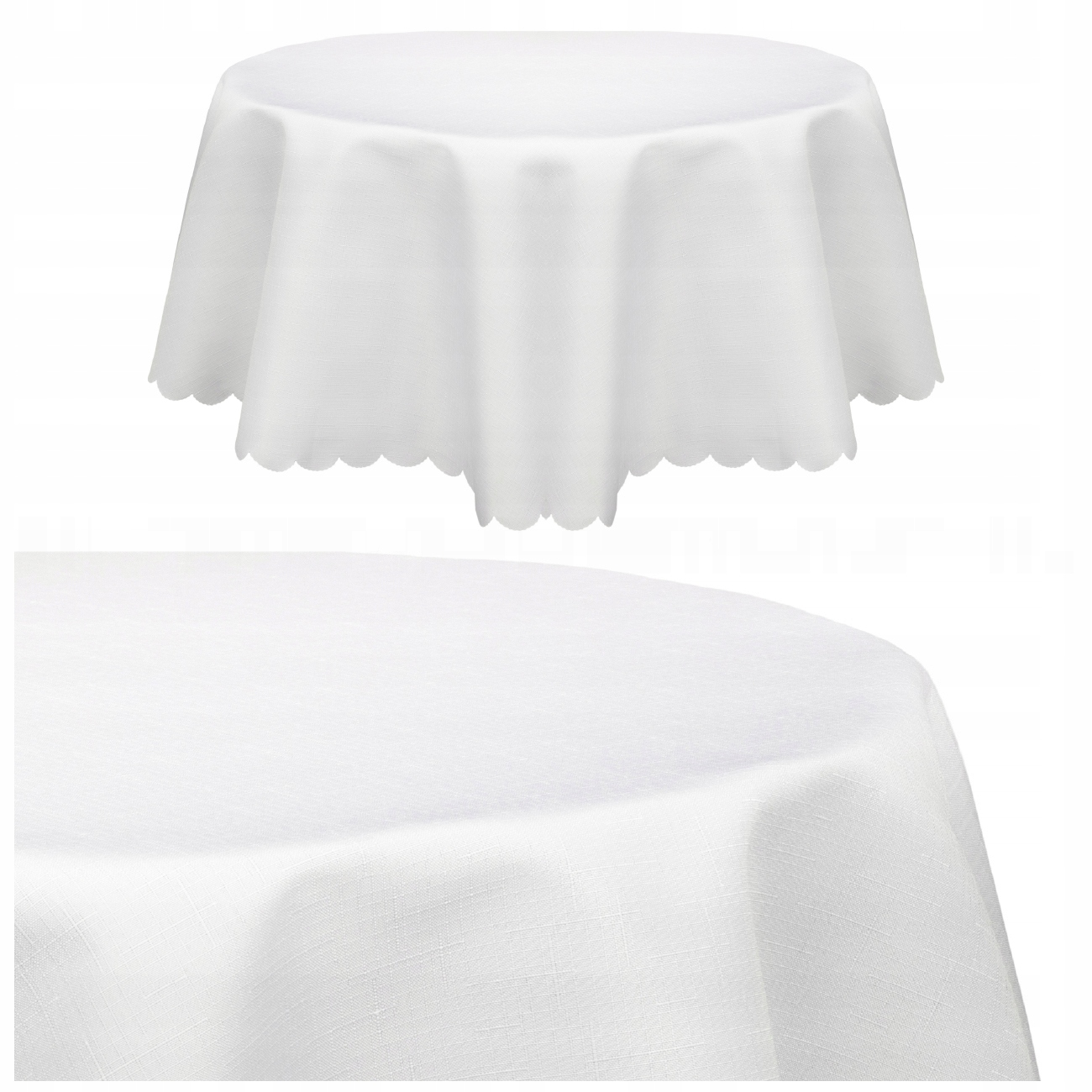 OKRĄGŁY BIAŁY OBRUS PLAMOODPORNY ŚR. 160 cm