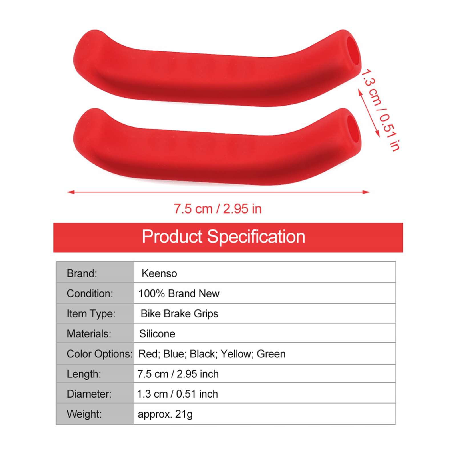 CHWYTY KLAMKI HAMULCA ROWEROWE RĄCZKI SILIKON CZERWONY Model TJA02229-02