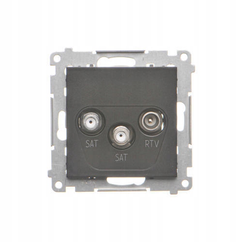 Dvojitá anténní zásuvka Sat-sat-rtv černá matná Simon 55 TASK2.01/149