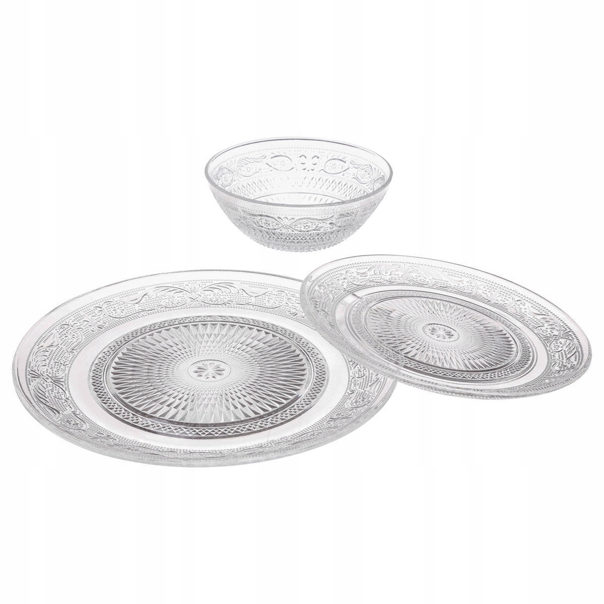 Skleněná jídelní servis Renaissance 18 dílů, dezertní talíř kulatý, pro 6 osob