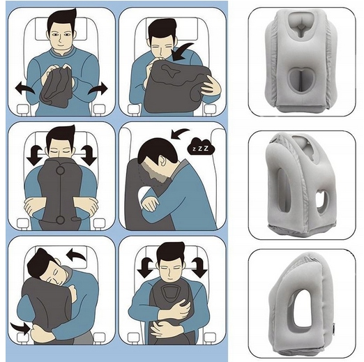 PODUSZKA PODRÓŻNA DMUCHANA POMPOWANA ZAGŁÓWEK DO SPANIA AUTA SAMOLOTU WELUR Rodzaj poduszka