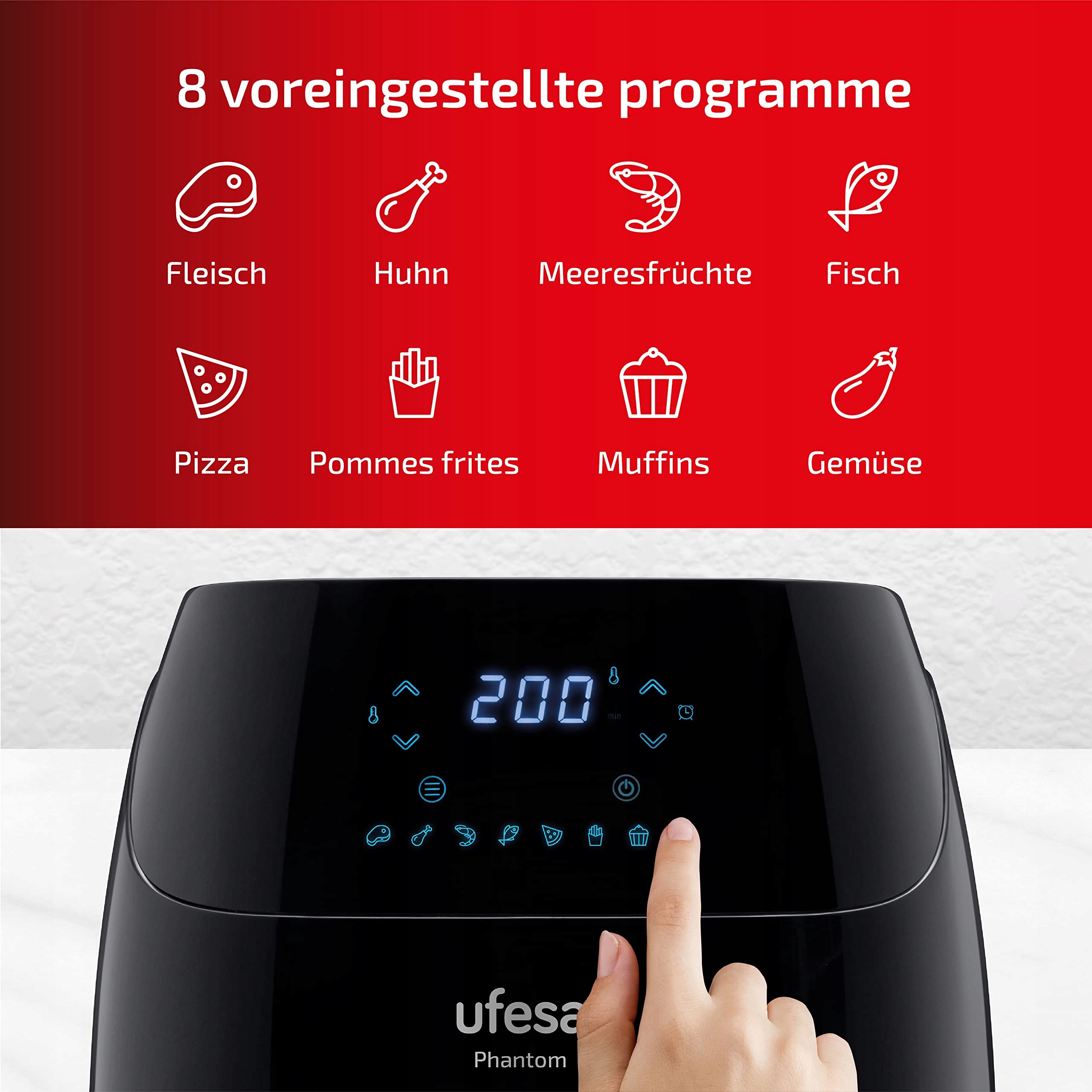 UFESA AF5000 Frytkownica Beztłuszczowa 5L Z WiFi LED Ekranem i Aplikacją — miniatura 4