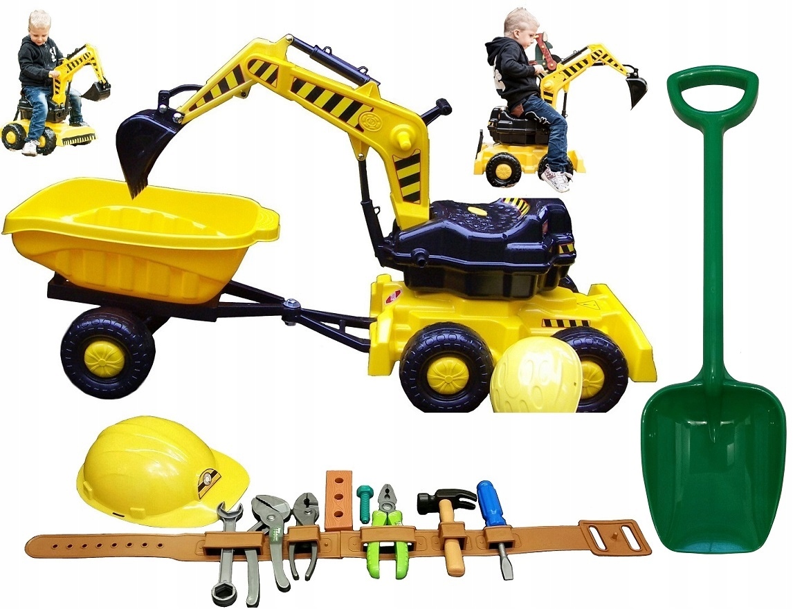 WIELKIE KOPARKI +PRZYCZEPKA +KASK +PAS NARZĘDZIOWY