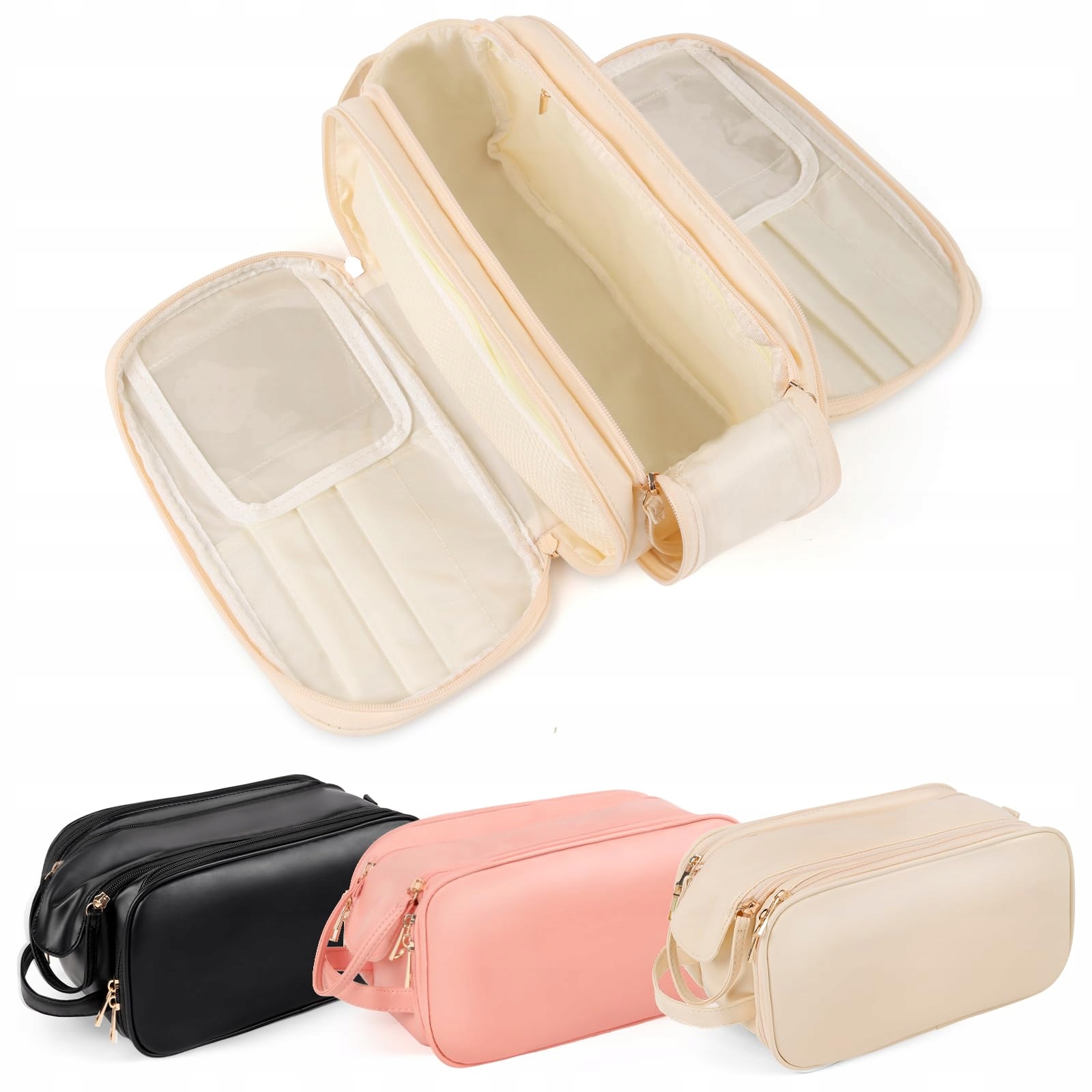 Heryebing Kožená kosmetická taška velká voděodolná s úchyty pro muže