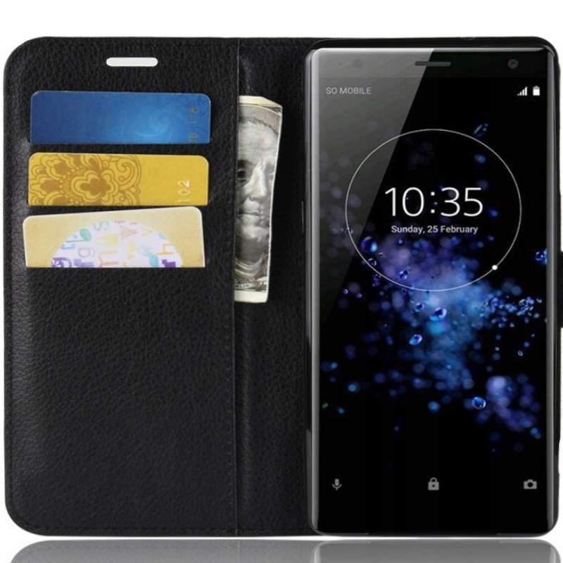 

Etui Z Klapką Portfel Litchi Do Sony Xperia XZ3