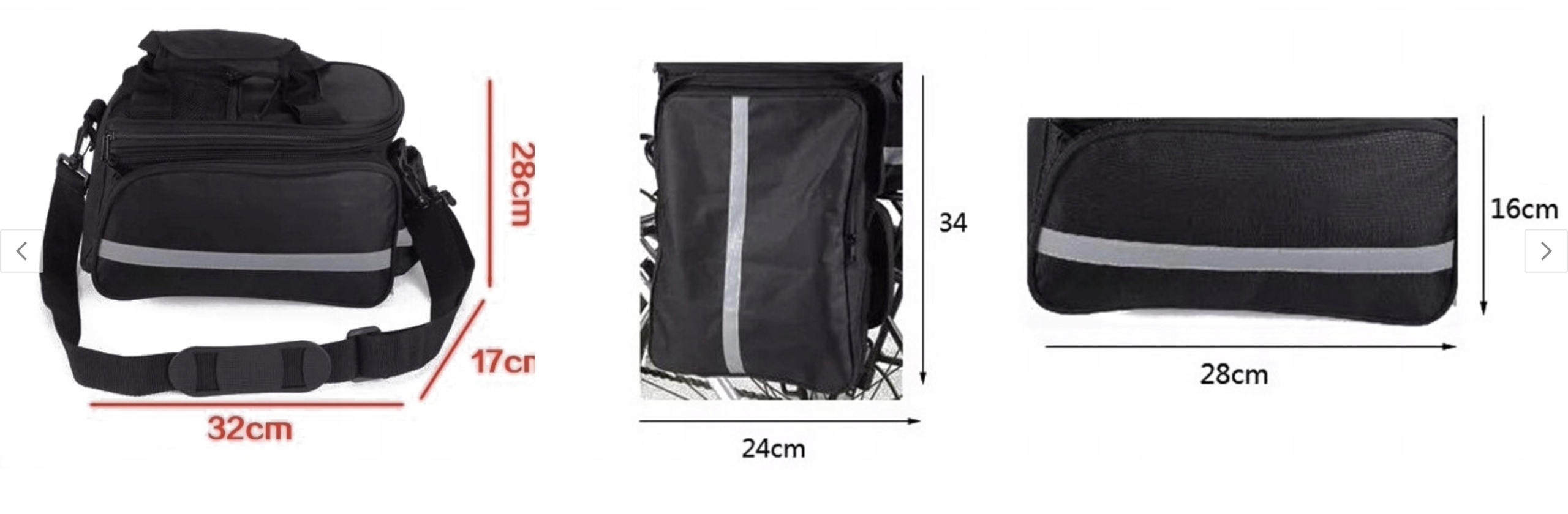 TORBA NA ROWER BAGAŻNIK SAKWA ROWEROWA KUFER 30L Kolor dominujący czarny