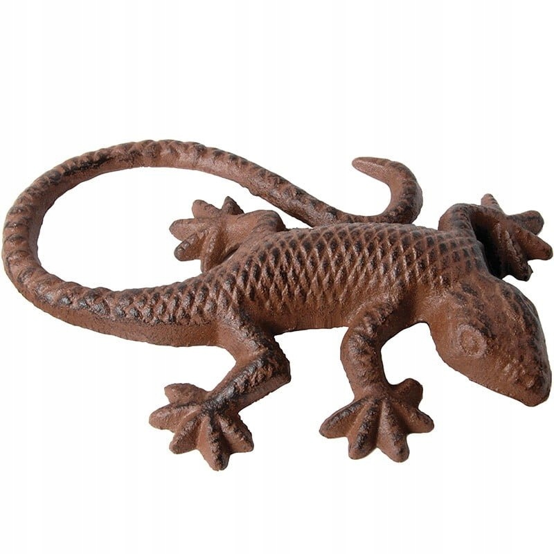 Żeliwna jaszczurka figurka ogrodowa retro styl