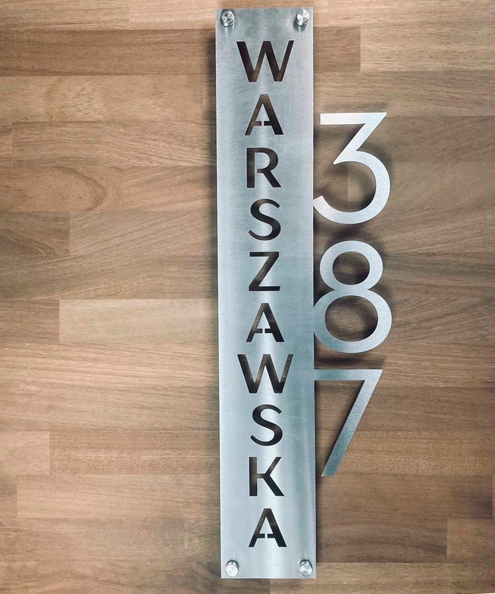 Adresní štítek Nerezový s číslem domu, vzor Techno