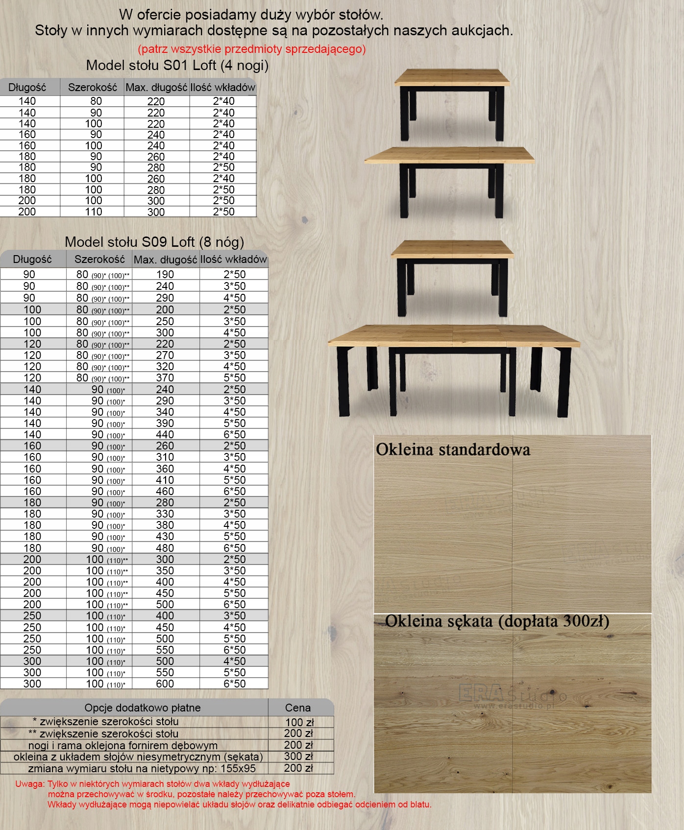 Stół 160*90 rozkładany 240 krzesła Fornir Dębowy Głębokość siedziska 43 cm
