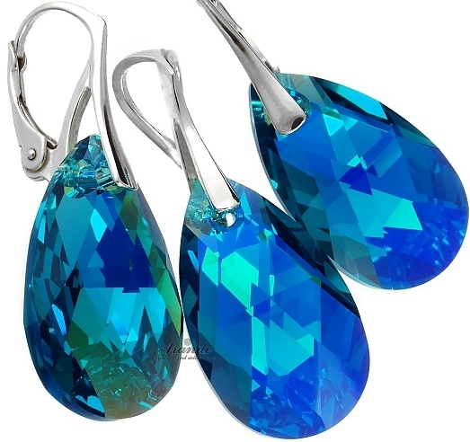 Krystaly Komplet Blue Zircon Stříbro Certifikát