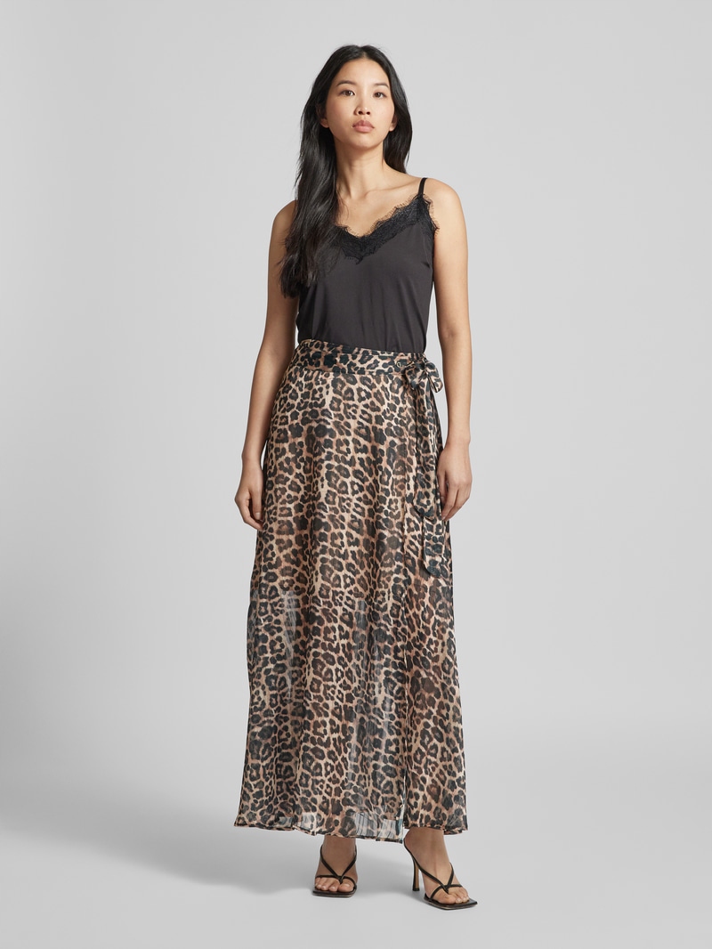 Guess Dlouhá Sukně S Leopardím Vzorem Se Zavazováním V Pase