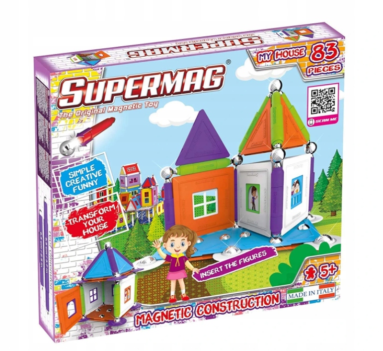 SUPERMAG KLOCKI MAGNETYCZNE MÓJ DOMEK 83 elementy