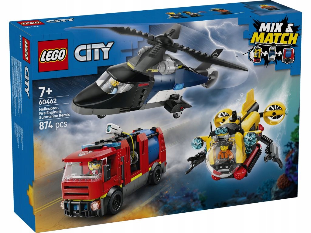 Lego 60462 City Sada s vrtulníkem, hasičským autem a ponorkou
