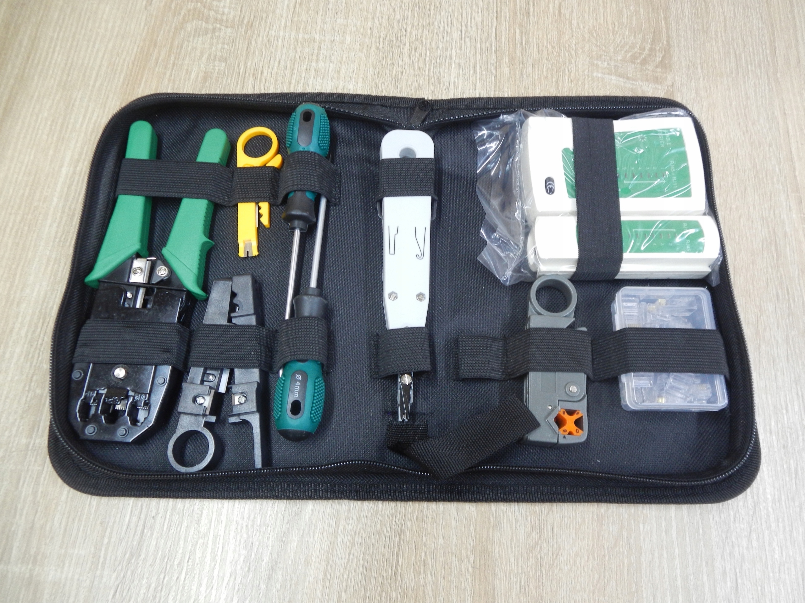 Zestaw narzędzi sieciowych RJ45 Tester Zaciskarka Marka Geko