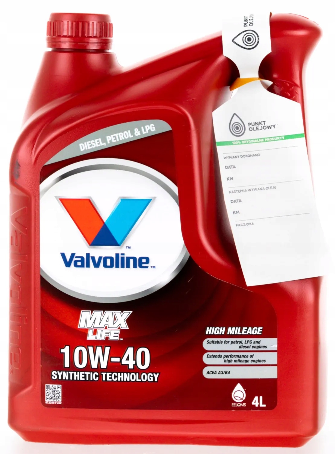 VALVOLINE MAXLIFE 10W40-4L